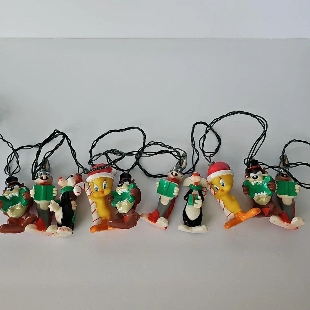 1997 Warner Bros Looney Tunes Christmas String Lights Bugs Tweety Taz Vintage